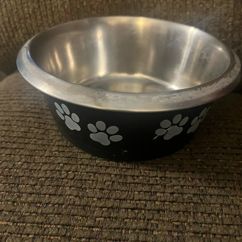 Stainless Steel Pet Bowl with Paw Prints